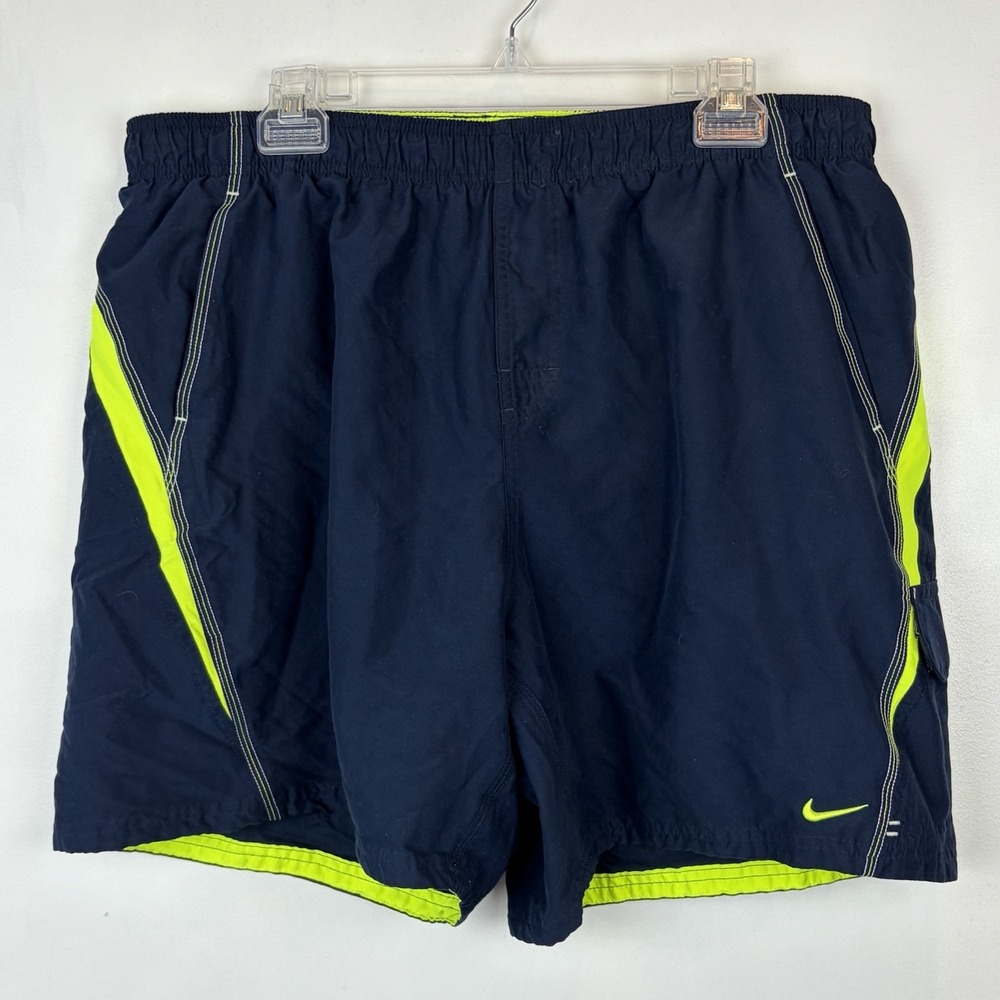 Nike Swim Trunks XXL Navy Blue 2XL Lined Drawstring Vaca Beach Summer